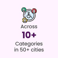 Across 10+ Categories in 50+ cities