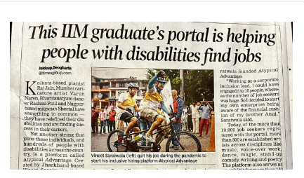 Times of India:  This IIM Graduate's portal is helping people with disabilities find jobs